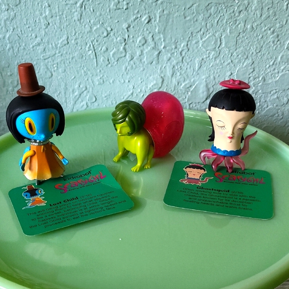 Lot of 3 Kidrobot Scary Girl Vinyl Toys Swamp Folk Mini Series Collectible